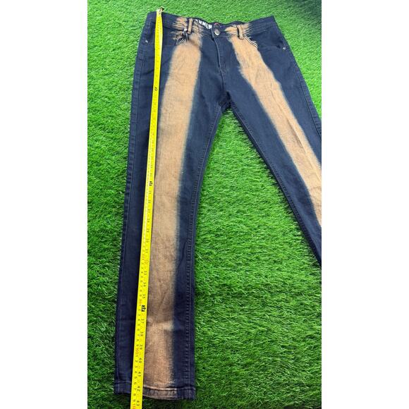 Ravmen Black Label Men’s Jeans Sz 36 Slim Tapered Bleach Stripe Dark Wash - Picture 6 of 11